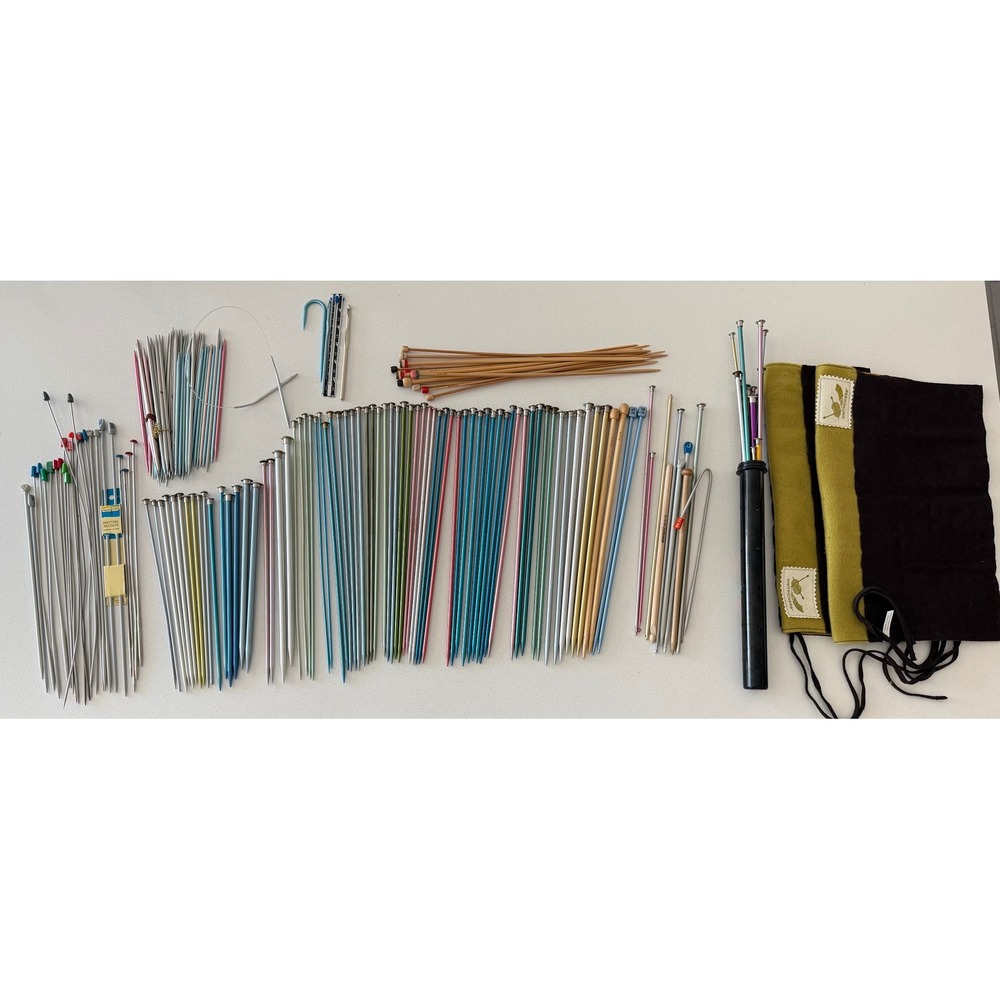 Huge Lot Vintage Knitting Needles Crochet Hooks Aluminum Bamboo Susan Bates Boye